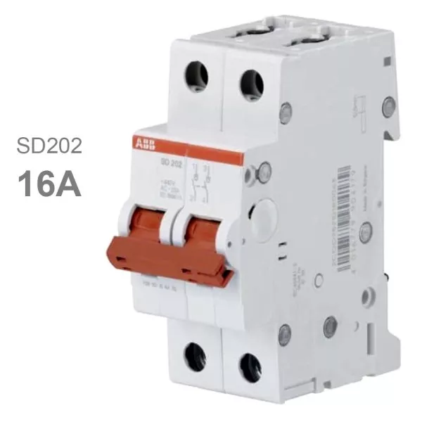 Рубильник 2P SD202 16A рычаг красный