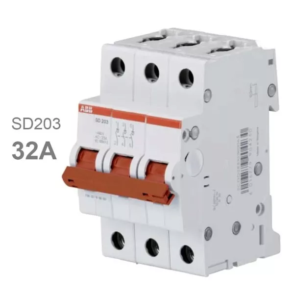 Рубильник 3P SD203 32A рычаг красный