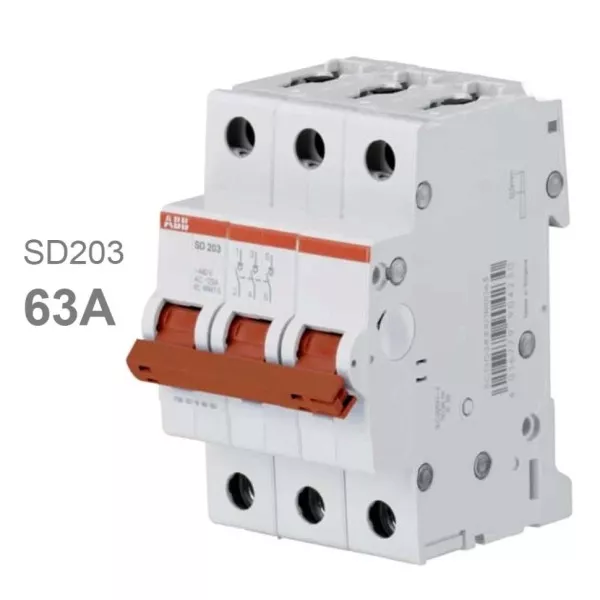 Рубильник 3P SD203 63A рычаг красный