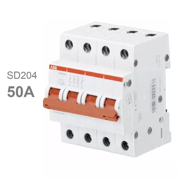 Рубильник 4P SD204 50A рычаг красный