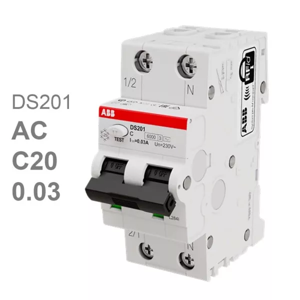 Дифавтомат DS201 C20 AC30 (2П C 20A 30mA тип AC)