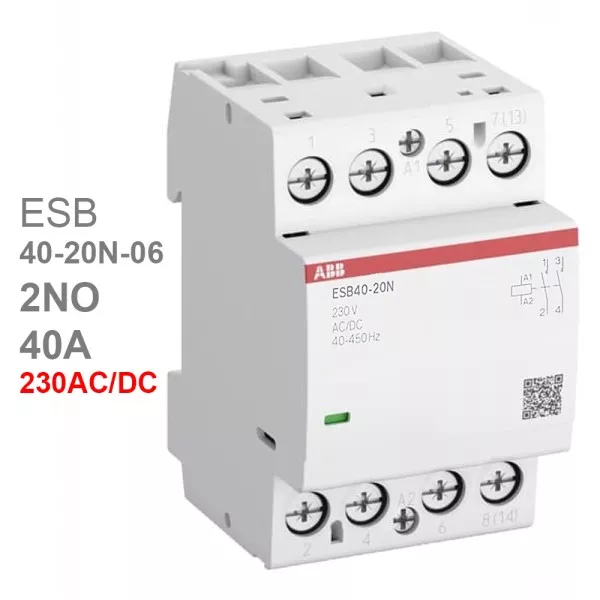 Контактор ESB40-20N-06 модульный (40А АС-1, 2НО), катушка 230В AC/DC